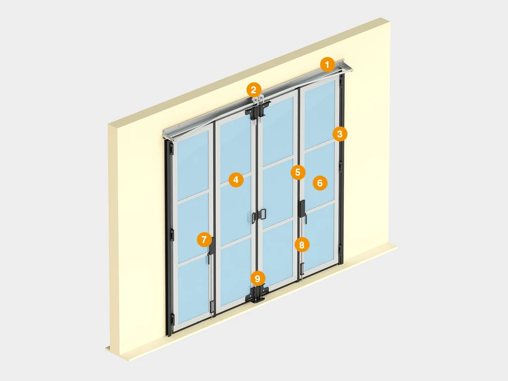 СКЛАДНЫЕ ПАНОРАМНЫЕ ВОРОТА БЕЗ НИЖНЕЙ НАПРАВЛЯЮЩЕЙ СЕРИИ IFG-P